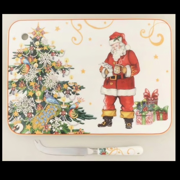 WILLIAMS SONOMA TWAS THE NIGHT BEFORE CHRISTMAS CHEESE/CRACKER BOARD/KNIFE - Picture 1 of 1